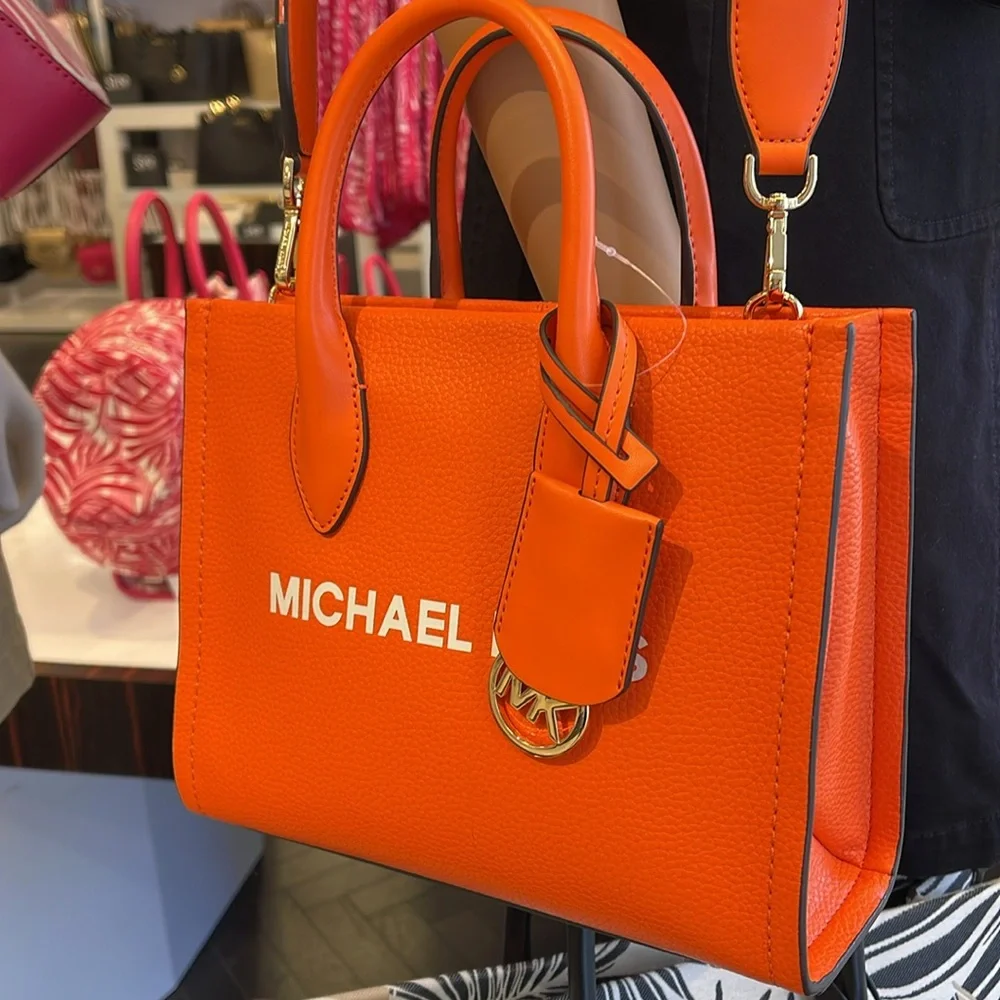 MICHAEL KORS
Mirella Small Pebbled Leather Crossbody Bag Tote 
Poppy 
NWT - Picture 13 of 16